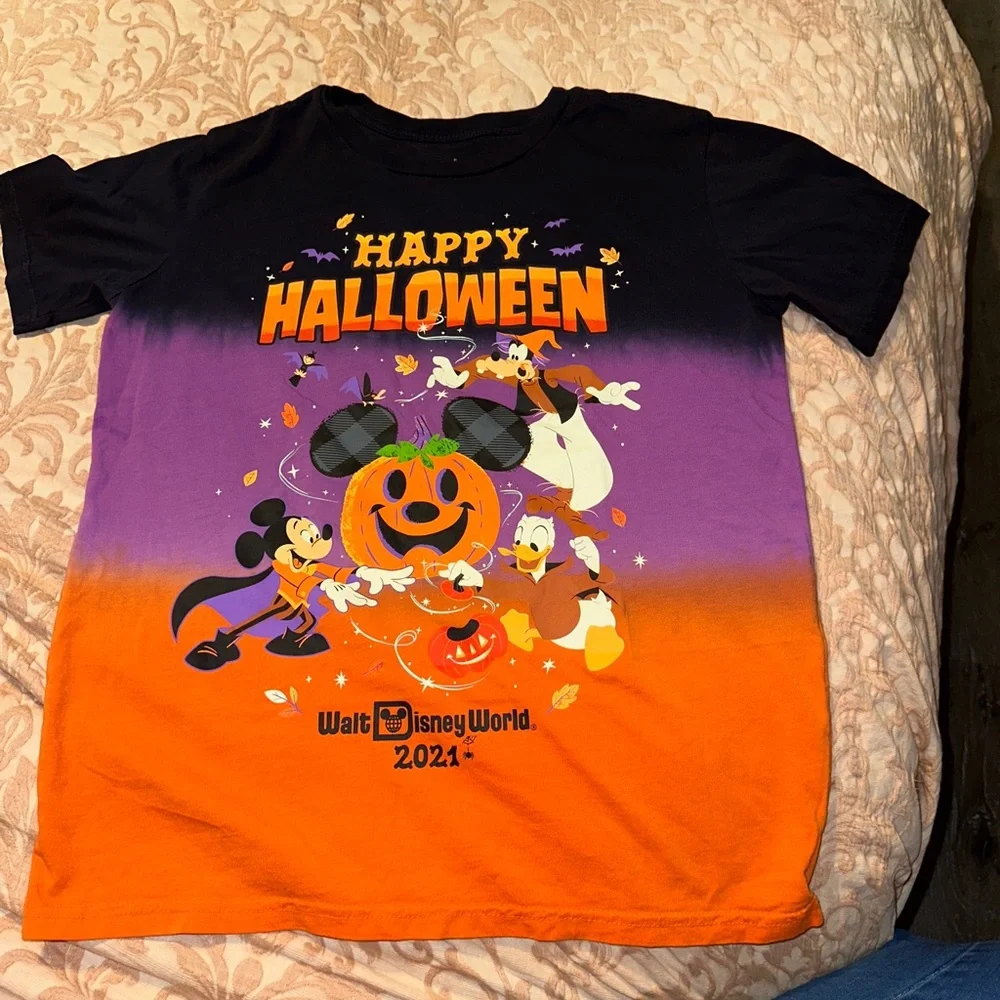 Disney World‎ 2021 Happy Halloween Ombre Mickey Donald Goofy Shirt Kids XL 14